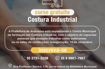 PREFEITURA DE ANDRADAS ESTÁ IMPLANTANDO CENTRO DE FORMAÇÃO EM COSTURA INDUSTRIAL