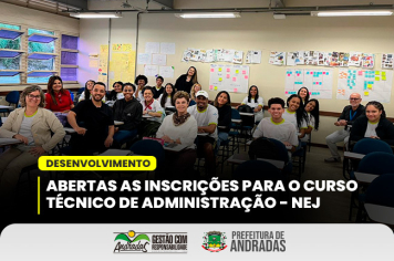 Andradas terá Curso Técnico gratuito em Administração