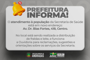 Secretaria de Saúde atende em novo endereço