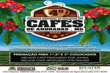 4º CONCURSO MUNICIPAL DE QUALIDADE DOS CAFÉS DE ANDRADAS ESTÁ COM AS INSCRIÇÕES ABERTAS