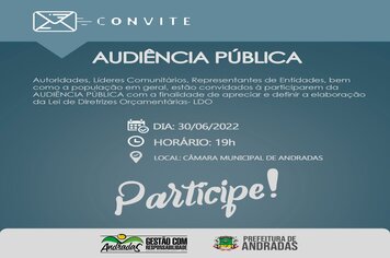ATENÇÃO! PARTICIPE DA AUDIÊNCIA PÚBLICA DA LEI DE DIRETRIZES ORÇAMENTÁRIAS!