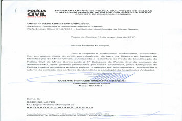Prefeitura de Andradas recebe resposta autorizando a reabertura do Posto de Identificação da Polícia Civil de Minas Gerais