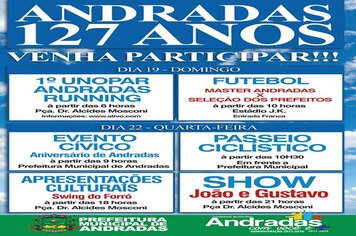 Prefeitura divulga programação do aniversário de Andradas