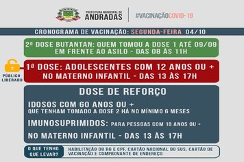 ANDRADAS VACINA DIVERSOS PÚBLICOS CONTRA A COVID NESSA SEGUNDA-FEIRA, 04 DE OUTUBRO