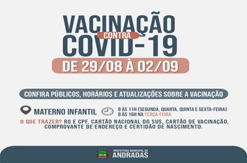 COVID-19: VACINA SERÁ APLICADA NO MATERNO INFANTIL EM ANDRADAS