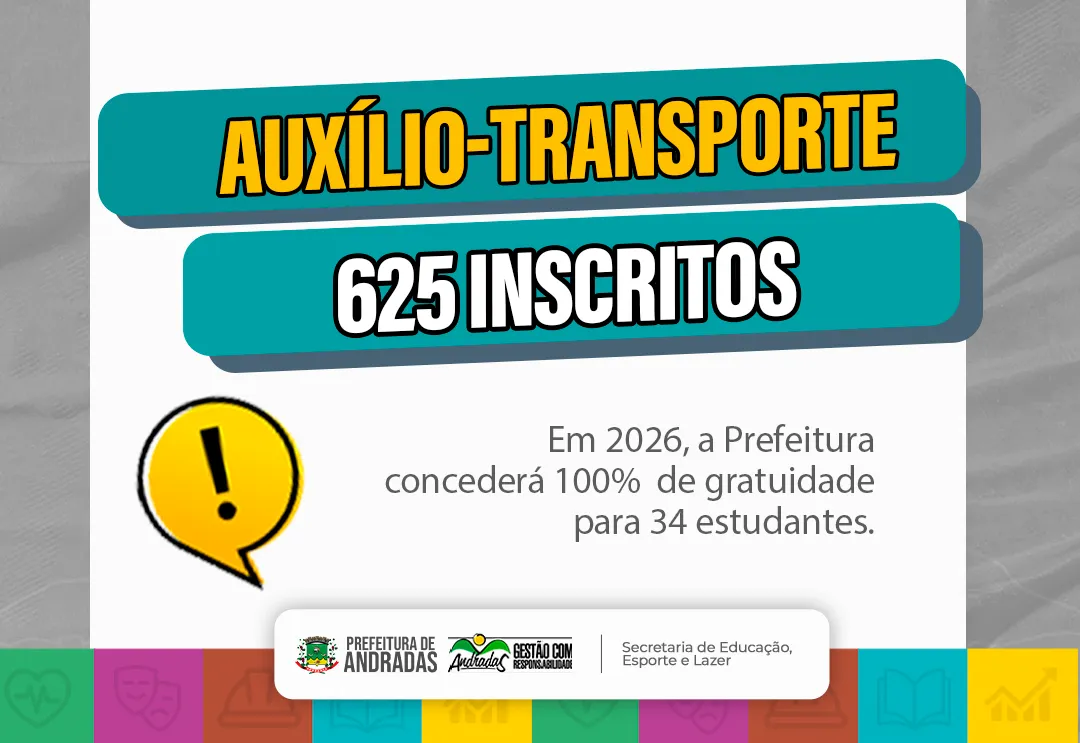 Prefeitura garante auxílio-transporte para 625 estudantes em 2026