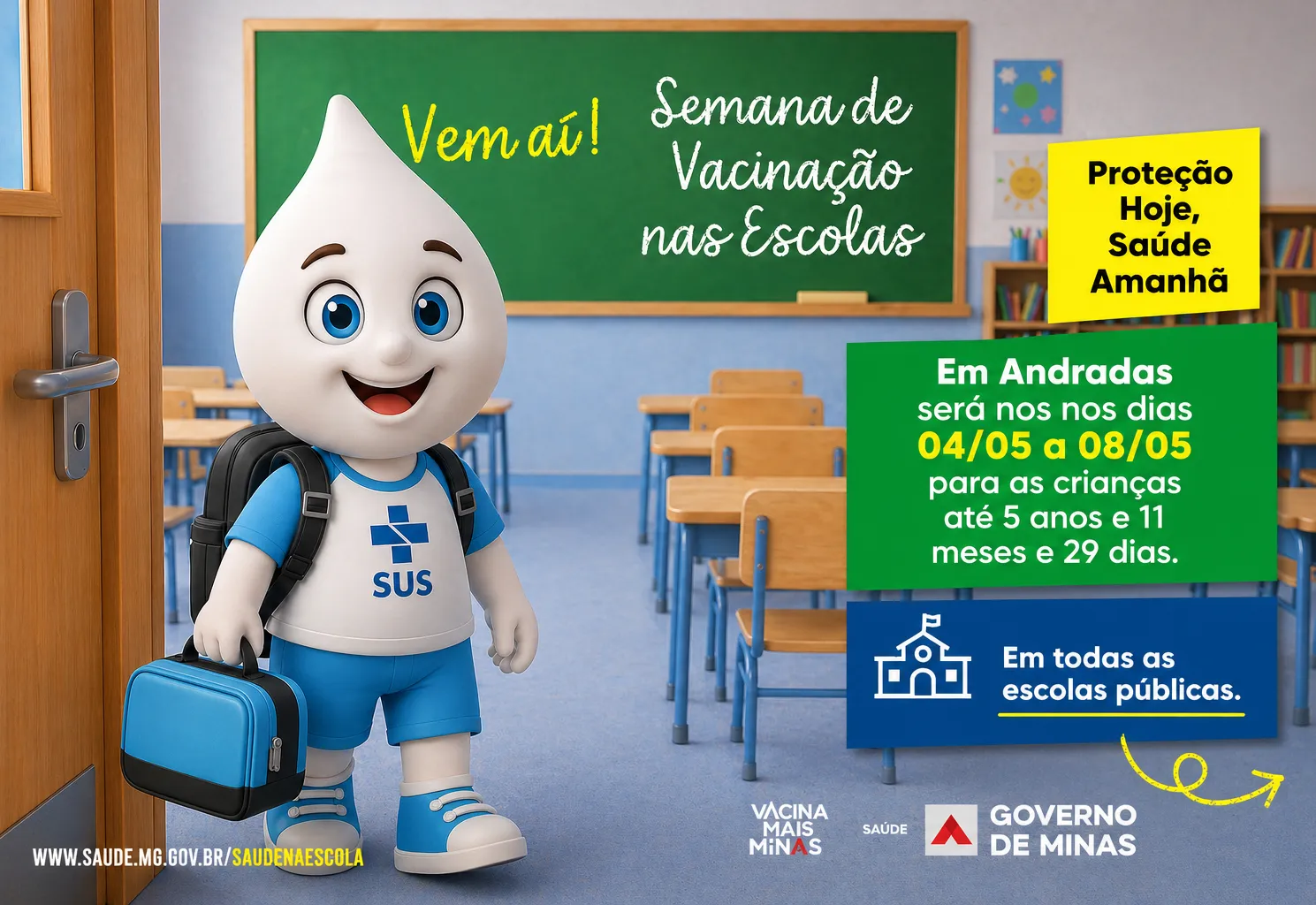 Prefeitura de Andradas adere ao Programa Nacional “Estratégia de Vacinação nas Escolas 2026”