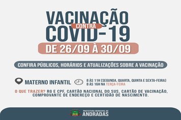 COVID-19: VACINA SERÁ APLICADA NO MATERNO INFANTIL EM ANDRADAS