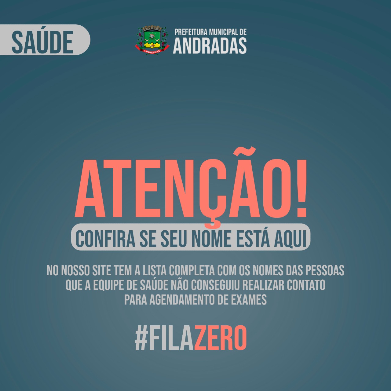 PROGRAMA FILA ZERO: PREFEITURA DE ANDRADAS CONVOCA MORADORES PARA A REALIZAÇÃO DE EXAMES