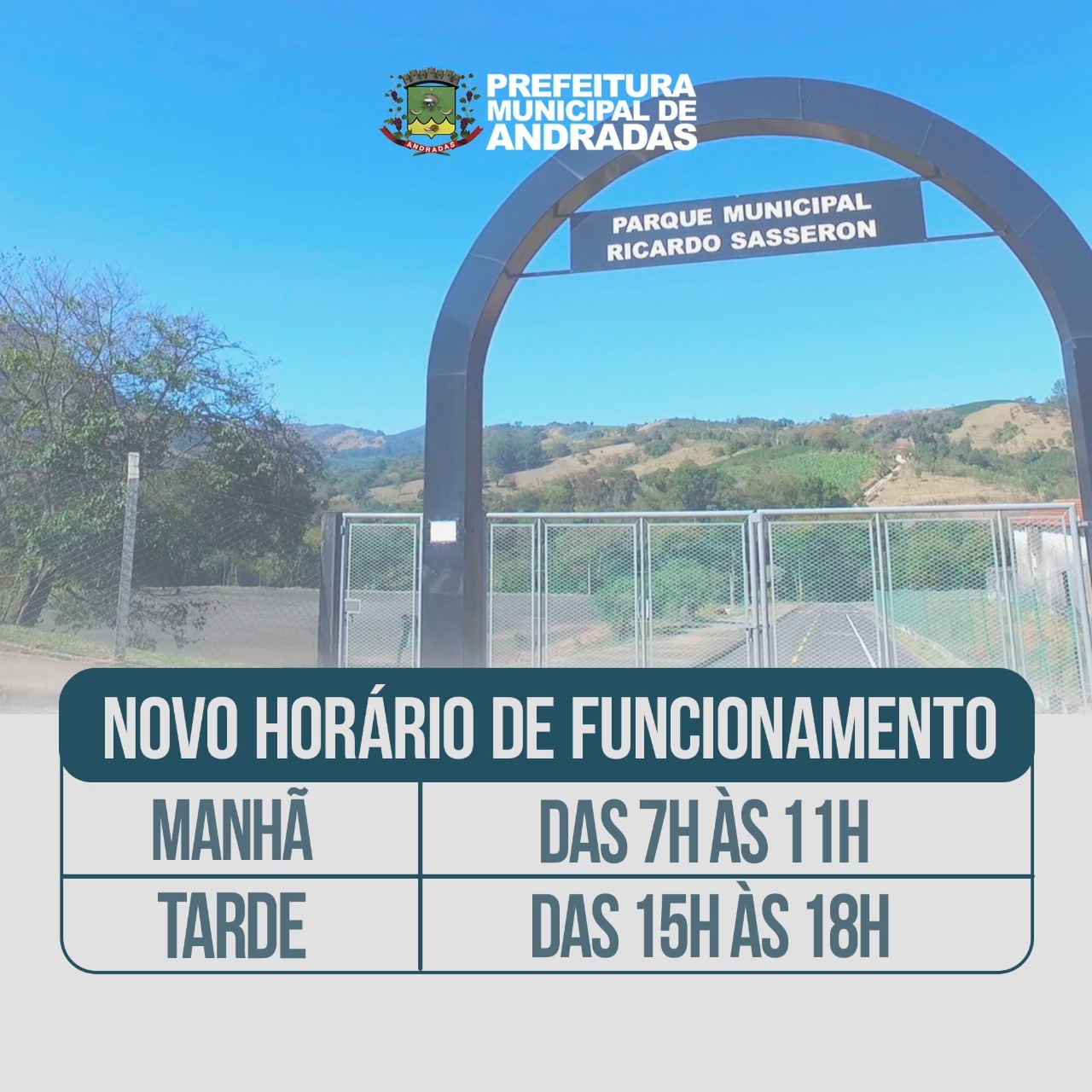 NOVO HORÁRIO DE FUNCIONAMENTO DO PARQUE MUNICIPAL