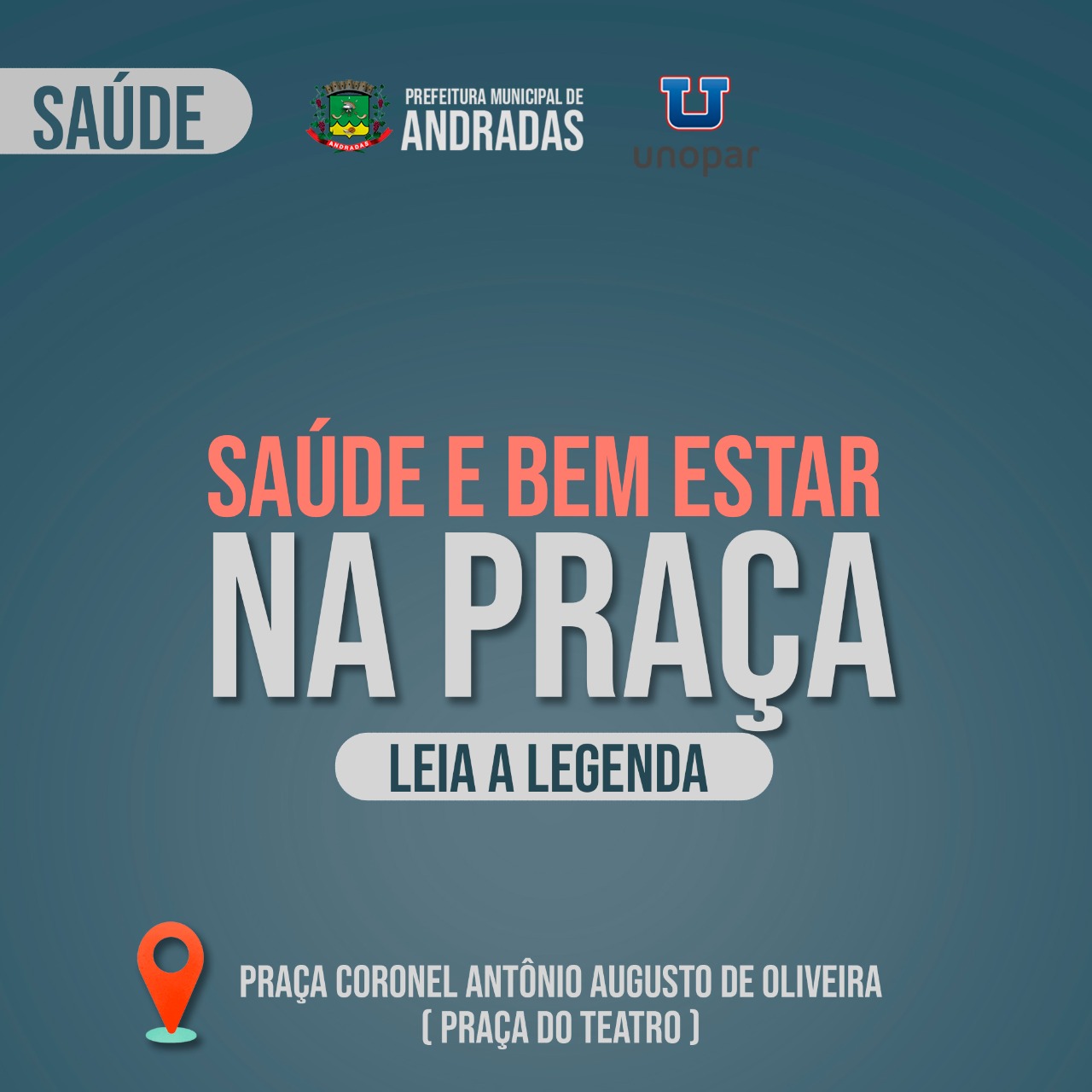 SAÚDE E BEM-ESTAR NA PRAÇA SERÁ REALIZADO NO PRÓXIMO SÁBADO, 19/03, EM ANDRADAS